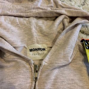 Monrow classic zip hoodie heather blush pink Med